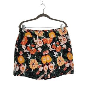 Westbound Black Floral Print Pull-on Shorts Size 14